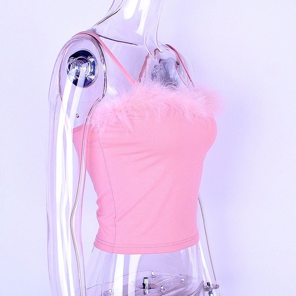 Pink feather trim cami - Picture 4 of 11